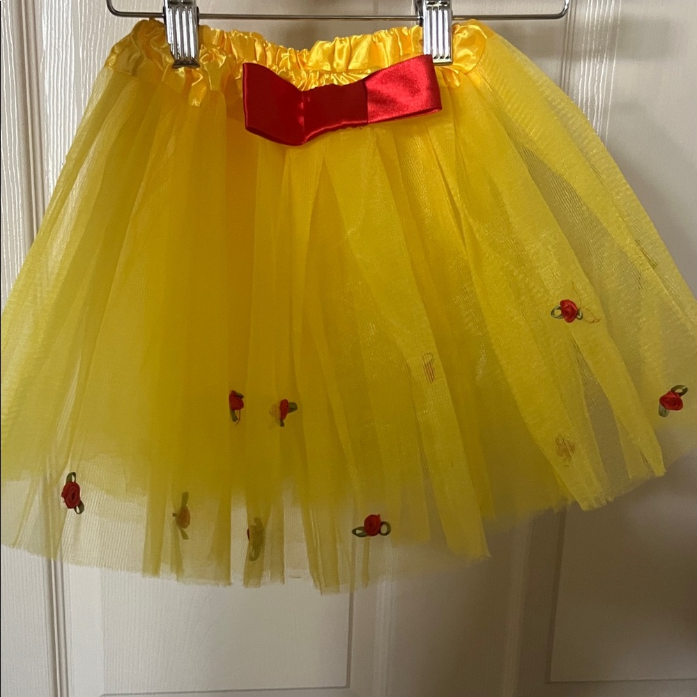 Yellow Tutu Skirt with Red Bow for Kids